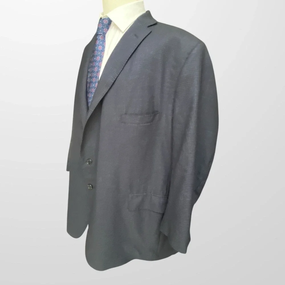 Executive Collection Tom James‎ 56R  Blue Black Plaid Blazer Sport Coat Jacket